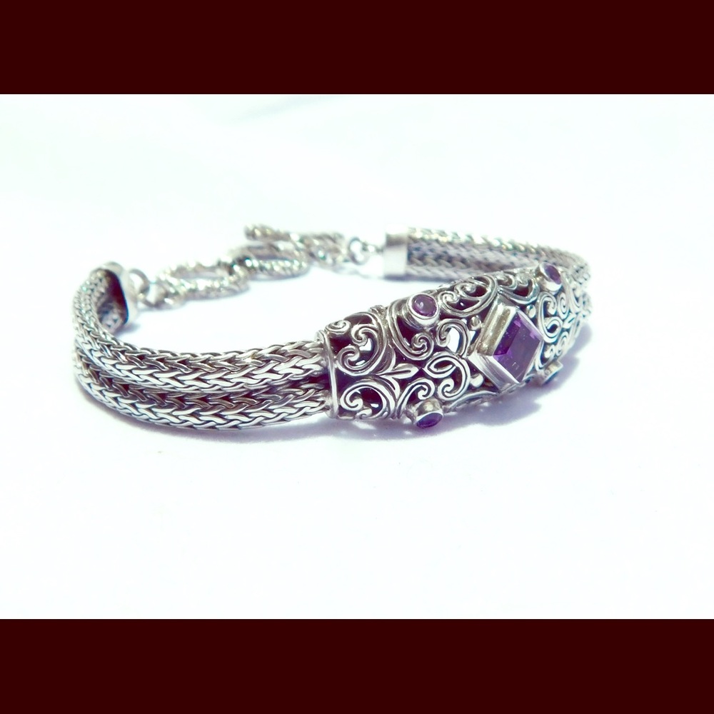 NEW Bali Sterling Silver and Amethyst bracelet